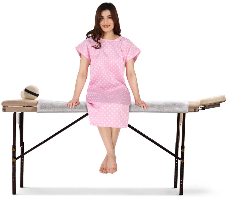 Utopia Care Women's Hospital Gown Soft Comfortable and Stylish Patient Gown, Small-Medium, Polkadots Pink - Image 3
